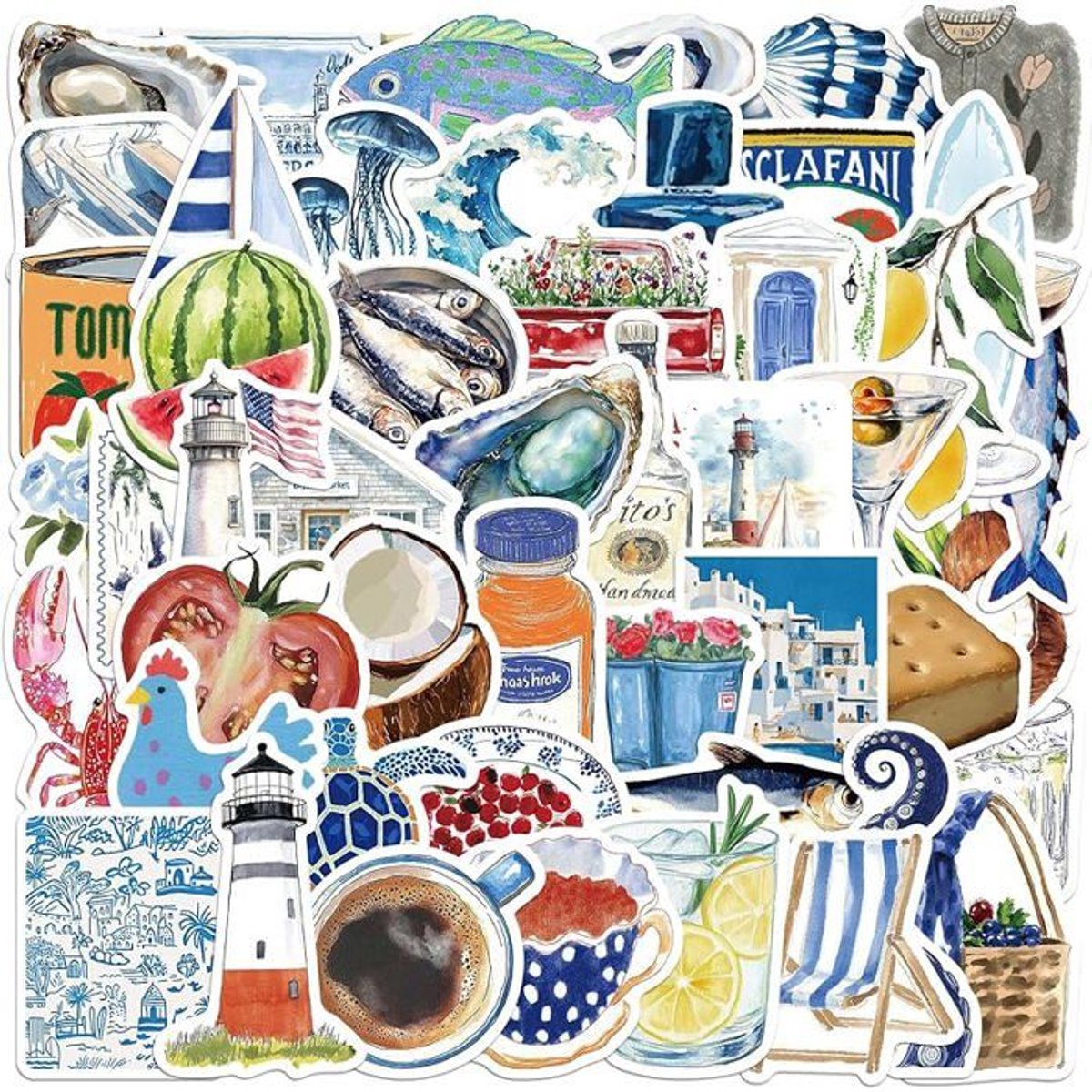 Set van 50 decoratieve stickers, DIY scrapbook/dagboekstickers