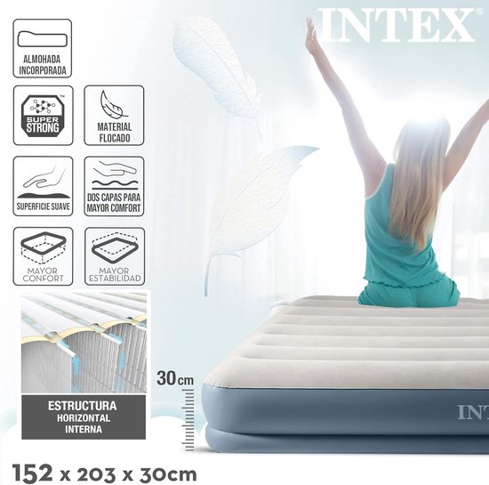 Double Cushion Support Medium Air Mattress with Fiber-Tech RP - Inflated Dimensions - 99cm x 191cm x 30cm van Intex — afbeelding 5