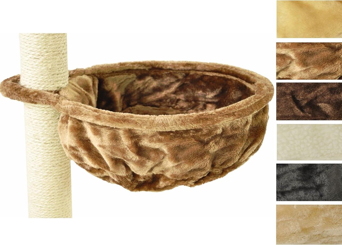 Krabpaal Ligkom - Kattenmand XL - Katten Ontspanning - Metalen Frame - 40 cm Diameter - Lichtbruin