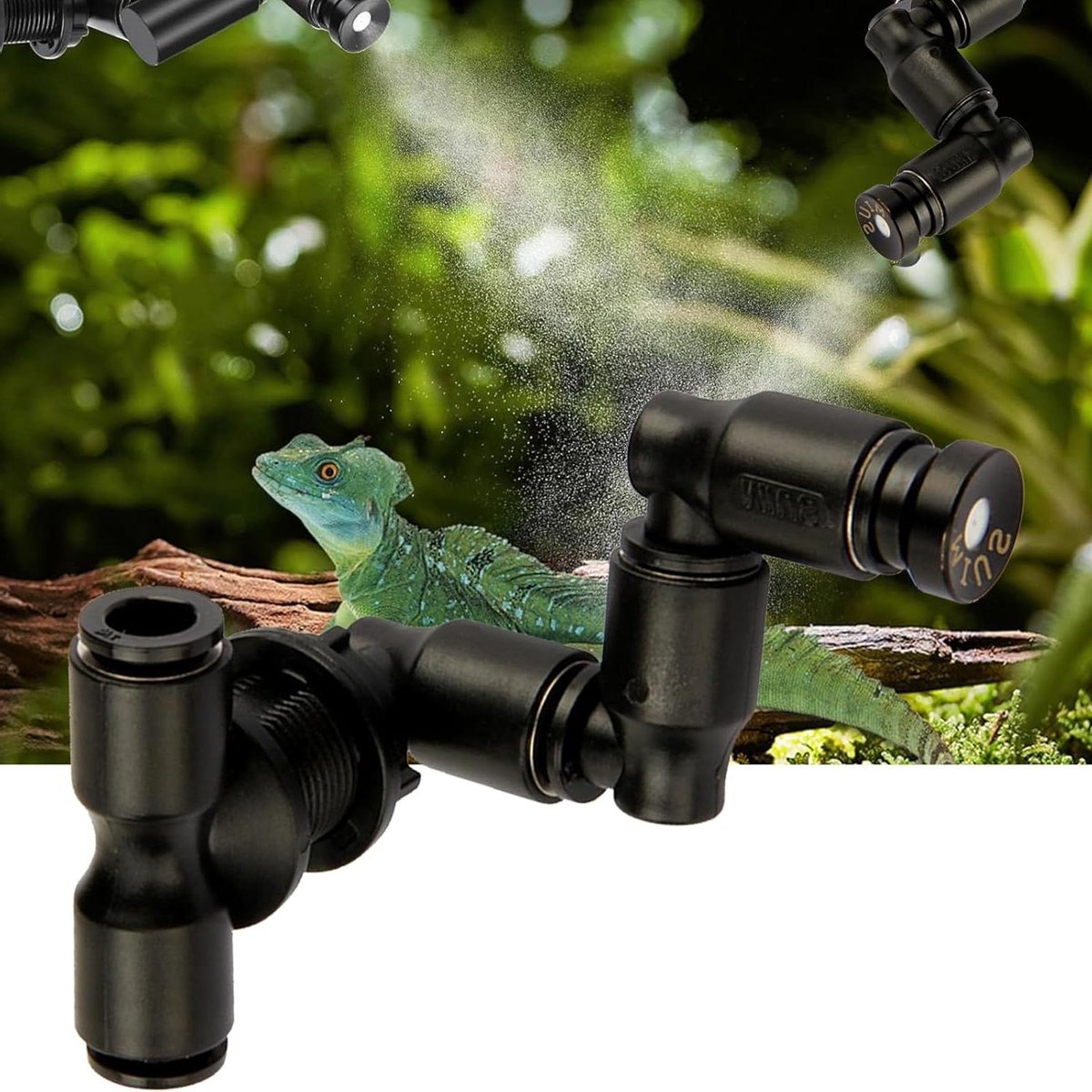 Terrarium Vernevelaar - Mistmaker Reptielen - Luchtvochtigheid Verhoging - 360 Graden Verstelbaar - 40 μm - Zwart
