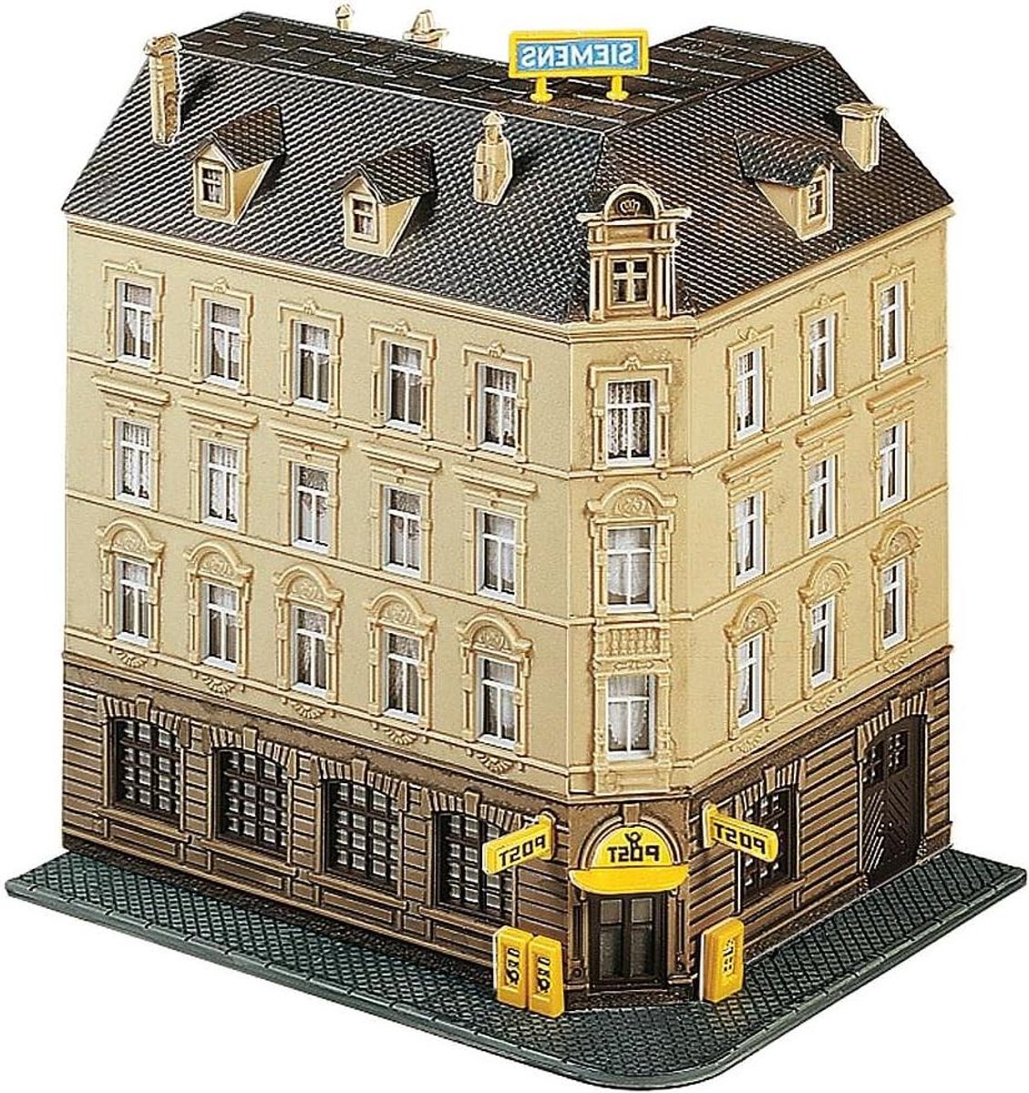 Stadspostkantoor - Modelgebouw Diorama - Modelspoorbaan - Gedetailleerd plastic - 1:160 - Beige bruin geel