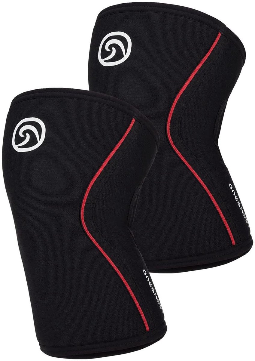 Kniebeschermers Fitness - Kniebandages Kniekousen - Krachttraining Stabiliteit - Anatomisch 4-panelen ontwerp - 7 mm dik - Zwart Rood