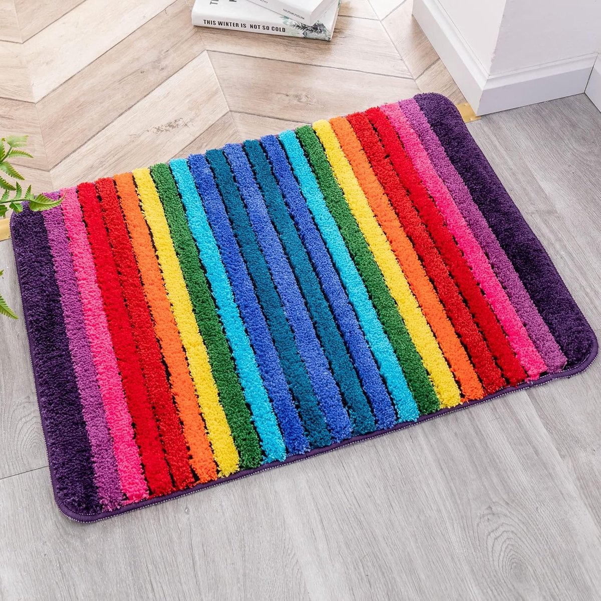 Regenboog badmat kleurrijke badkamertapijten super zachte en absorberende microvezel pluche badtapijten met antislip achterkant voor badkamer machinewasbaar 45 x 61 cm