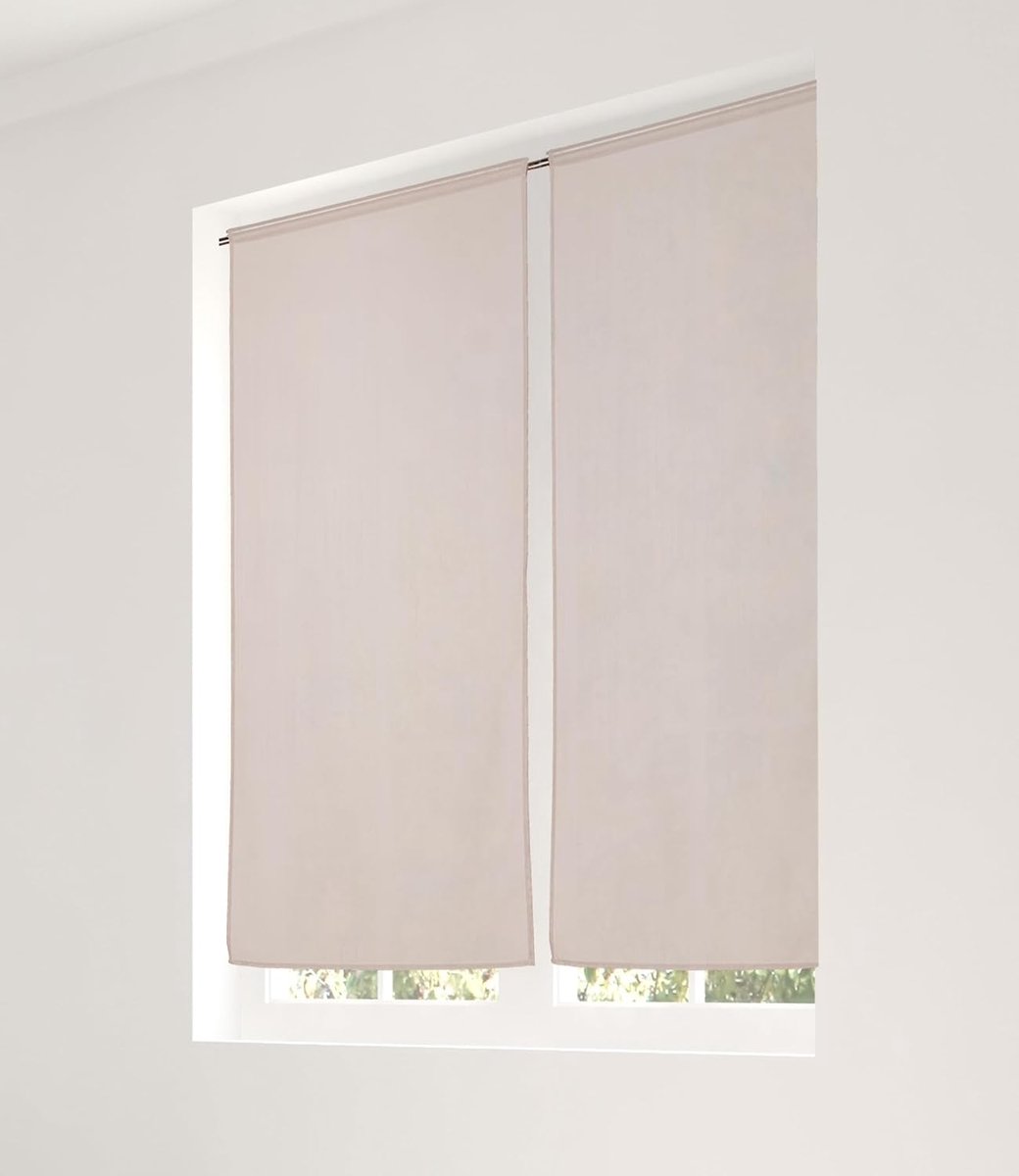 Gordijn voor 1 paar beglazing, stangdoorvoer, gebroken wit, 60 x 140 cm, 100% polyester, Oeko TEX gecertificeerd, geweven en geverfd in Frankrijk, collectie Etamine Frosted