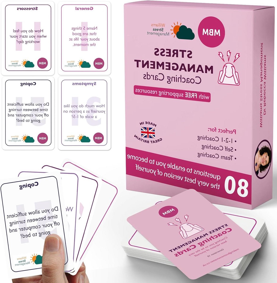 Coaching Kaarten - Vragenkaarten Flashcards - Persoonlijke Ontwikkeling - 80 Unieke Vragen - 10.4 x 7.5 cm - Niet gespecificeerd