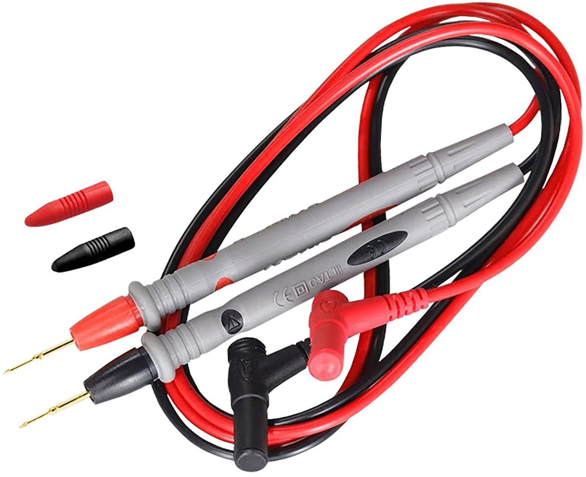 Multimeter Meetkabels - Testkabels Meetset - Elektrische Metingen - Dubbel Geïsoleerd - 1 Meter - Rood/Zwart