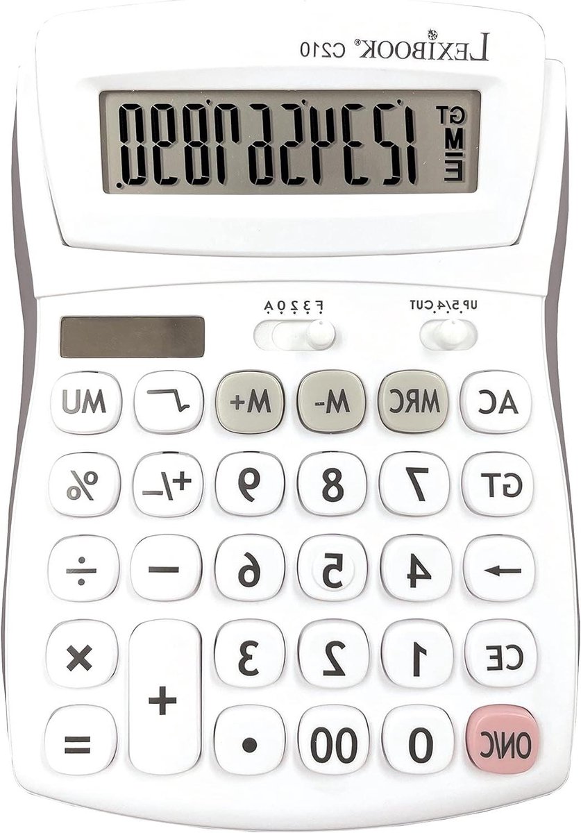 Rekenmachine Bureau - Rekenhulp Kantoor - Dagelijkse Berekeningen - Opvouwbaar Display - 12 Cijfers - Wit Grijs