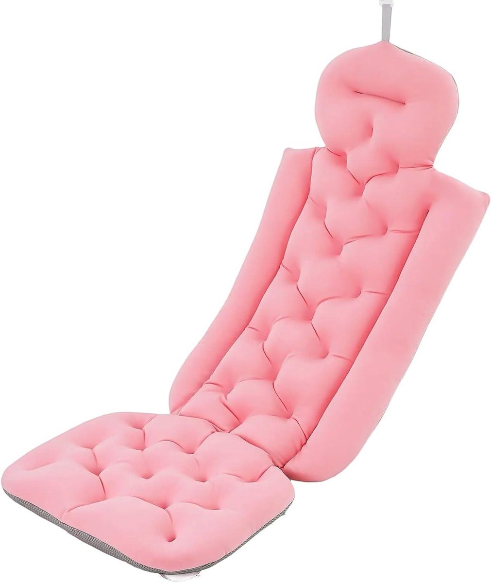 Badmat - Badkussen Matras - Ontspannen in Bad - Volledig Lichaamsondersteuning - 78 x 35 cm - Roze