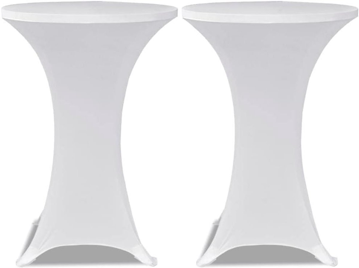 Statafelhoezen - Tafelhoes Stretch - Feestelijke Aankleding - Stretch Stof - Diameter 70 cm - Wit