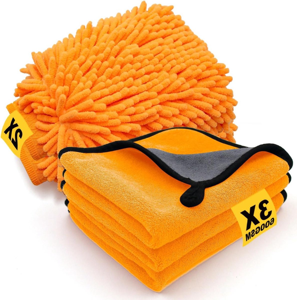 Autoreinigingsset Microvezeldoeken - Poetsdoeken Auto - Auto Poetsen - Krasvrij en Super Absorberend - 40 x 30 cm - Grijs