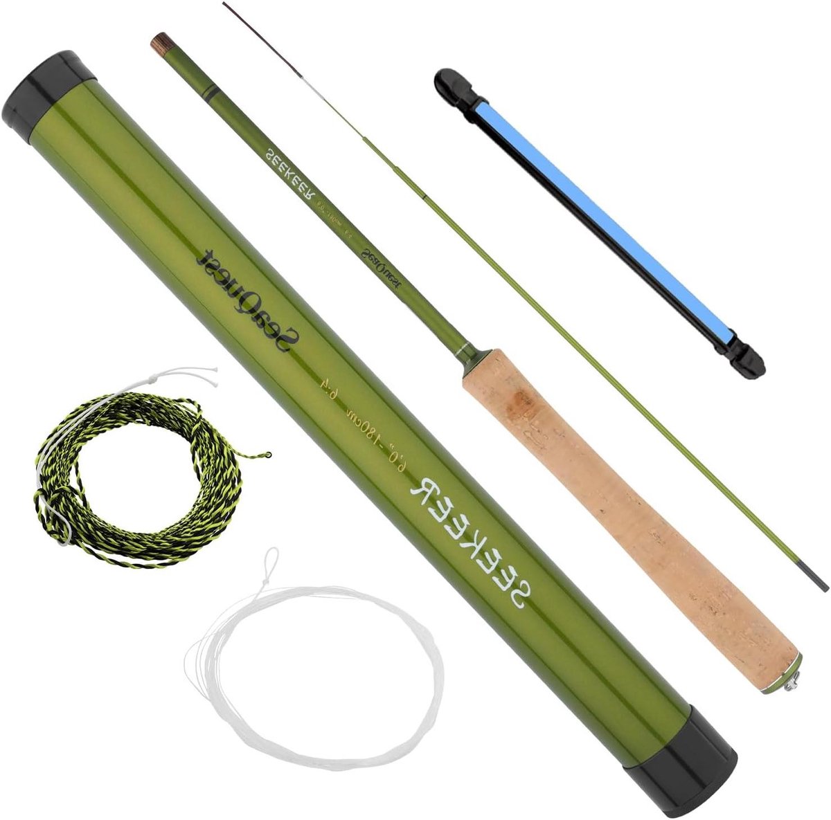 Tenkara Hengel - Vliegvishengel Telescoophengel - Vissen in beekjes - Lichtgewicht koolstofvezel - 180 cm - Zwart