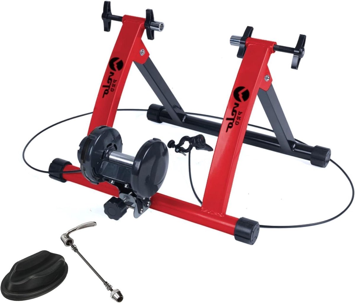 Indoor Fiets Trainer - Hometrainer Roller - Binnen Fietsen - Stille Magneetweerstand - 26-28 inch wielen - Rood