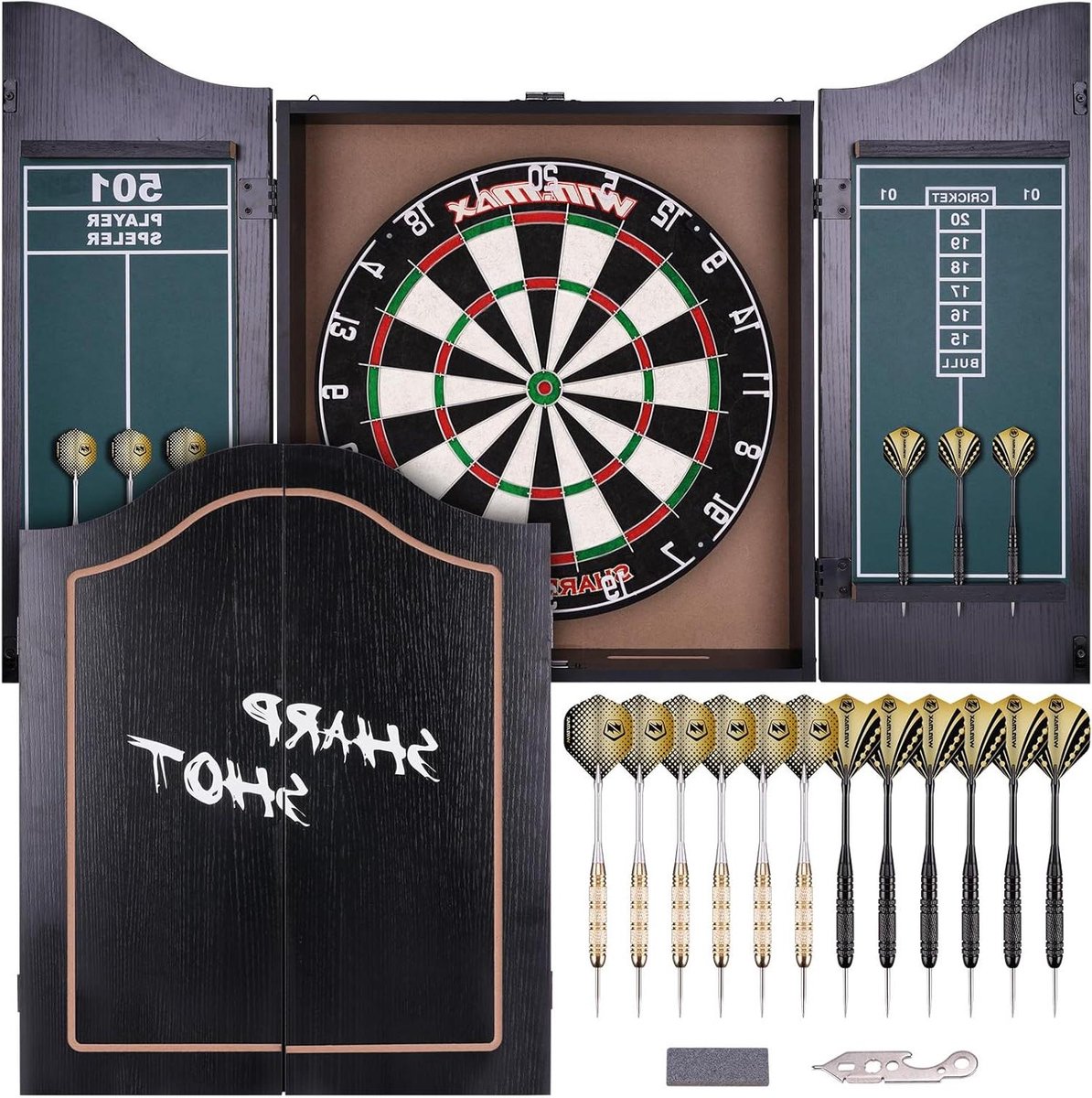 Dartbord - Pijltjesbord - Darten - Driehoekige Draadconstructie - 45 cm - Zwart
