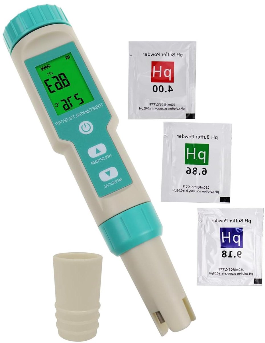Waterkwaliteit Tester - pH TDS Meter - Water Analyse - 7-in-1 Multifunctioneel - IP67 Waterdicht - Grijs