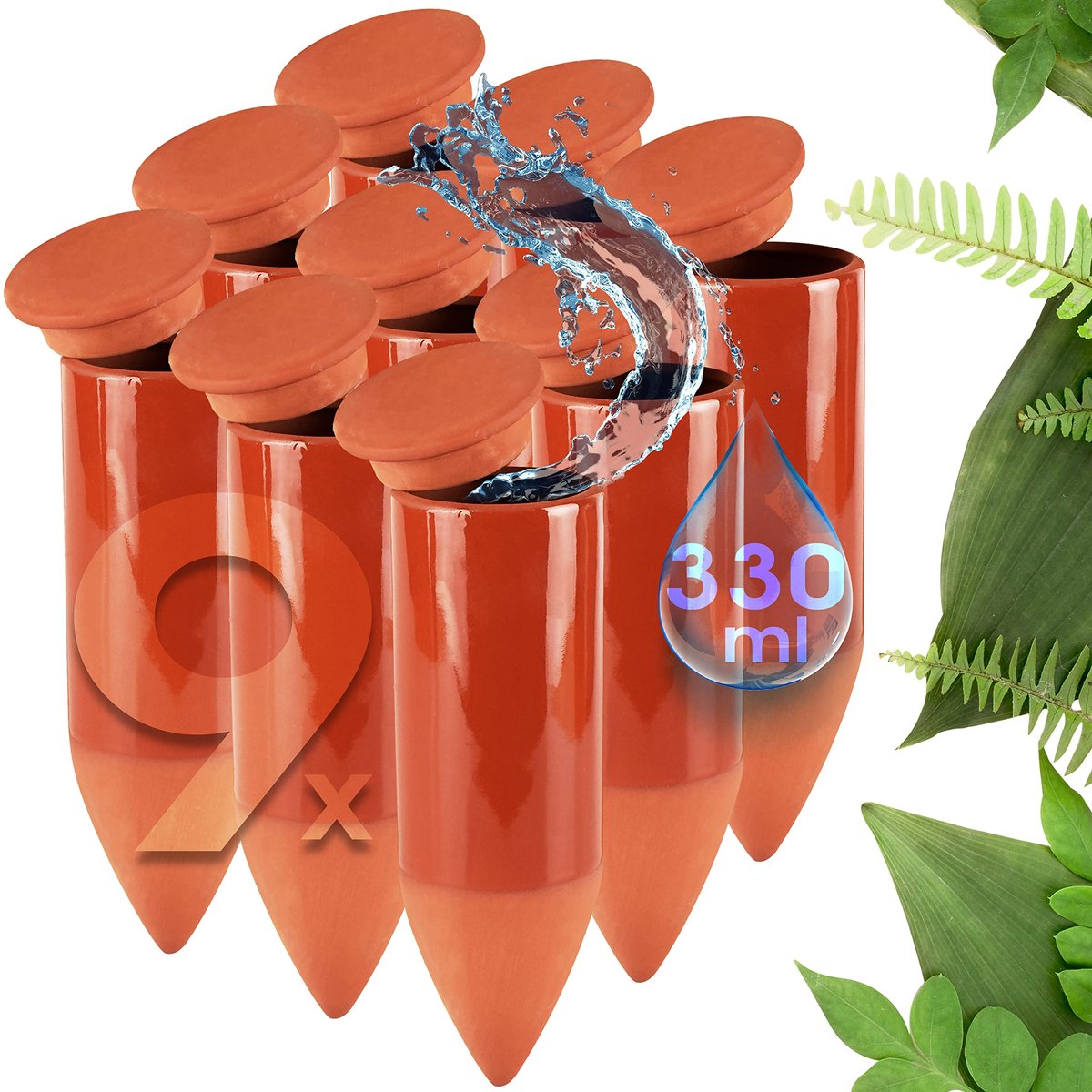 Irrigatiehulp, handgemaakt, giethulp, modern, plantenirrigatie zonder stroom (3 x 3-delige set, 330 ml)