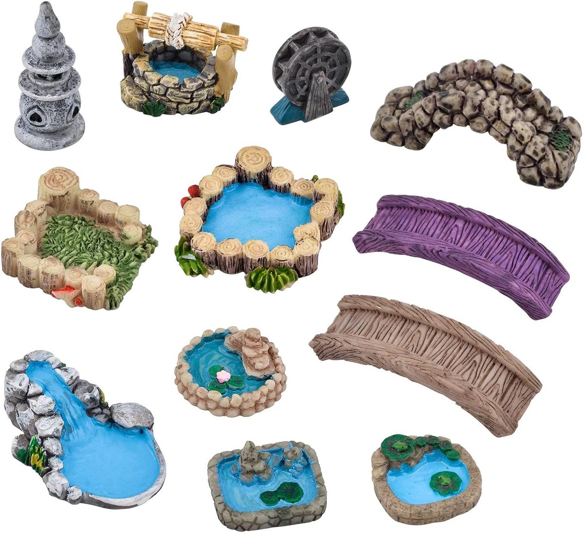 Miniatuur Tuin Decoratie - Fairy Garden Accessoires - Tuin Aankleden - Realistisch Ontwerp - 12 Stuks - Multicolor