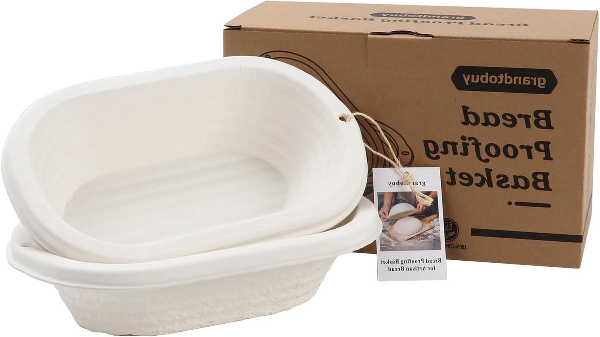 Brood Proofing Manden - Banneton Rijs Mander - Zuurdesem Brood Bakken - Natuurlijke Plant Vezels - 2 stuks 11 inch