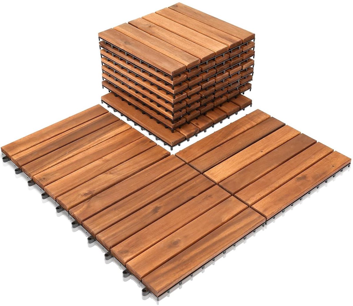 Houten Tegels - Balkontegels Tuintegels - Terras Aanleggen - Acaciahout FSC Gecertificeerd - 30 x 30 cm - Bruin