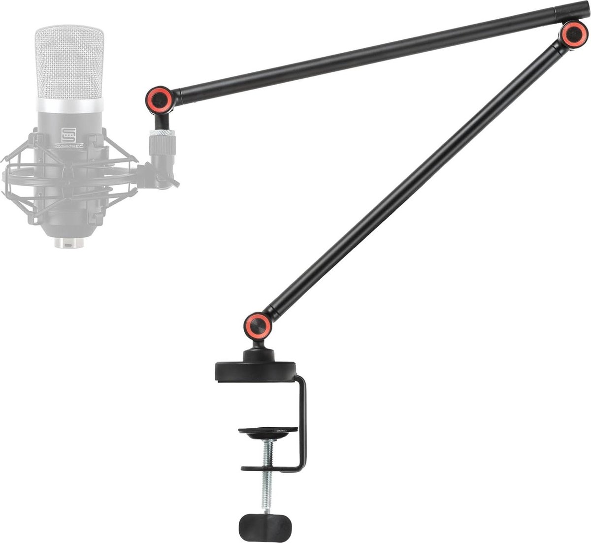 Microfoonarm Statief - Microfoonhouder Tafelstatief - Podcast Opnemen - Stabiele Staal Aluminium Constructie - 72 cm Bereik - Zwart