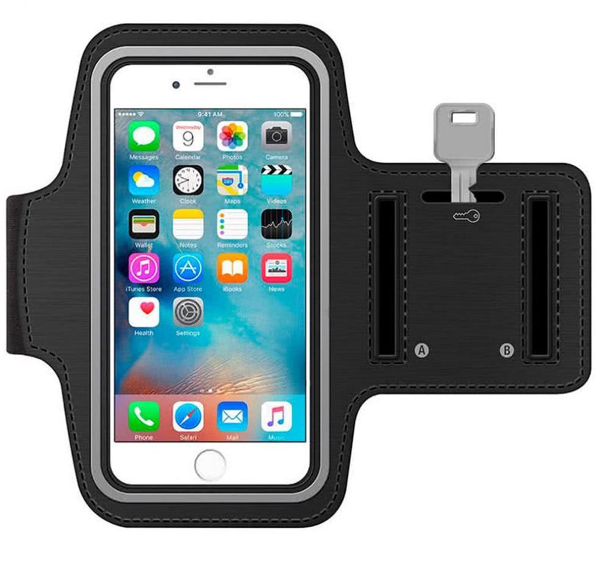 Sportarmband - Telefoonhouder hardlopen - Smartphoneband - Running armband - Verstelbaar - One size - Zwart - Jonyx
