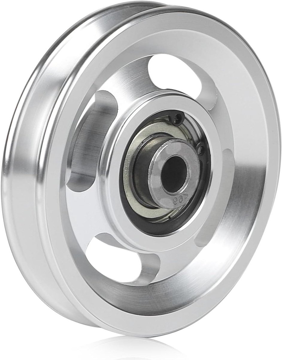 Kabelrol Aluminium - Katrol Poelie - Fitness Apparatuur - Hoge Belasting - 95 mm - Geel