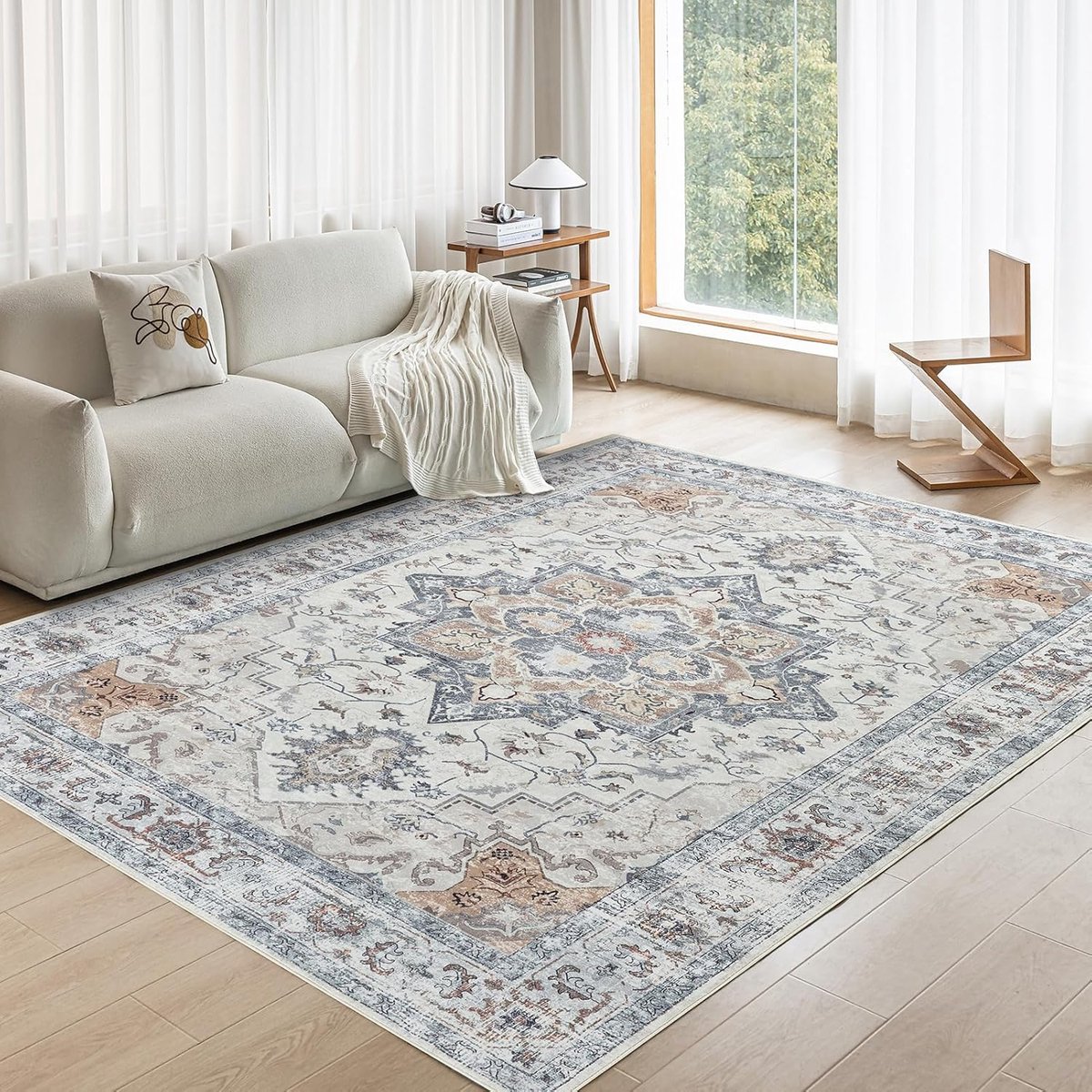 Vintage tapijt voor de woonkamer 300X400CM wasbaar laagpolig Boho zacht tapijt met oosterse design voor eetkamer, slaapkamer, keuken, taupe-bruin