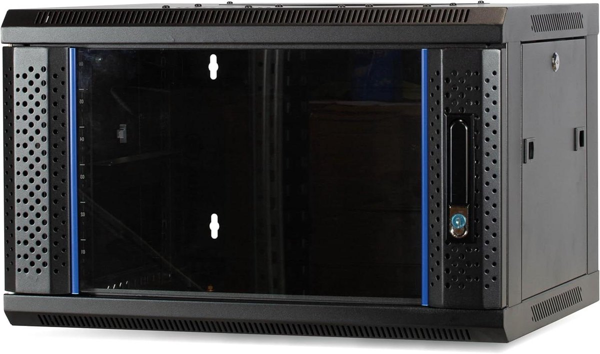 Netwerkkast 4U - Wandkast Serverkast - Apparatuur Beveiligen - Glazen Deur - 600x450x280mm - Zwart