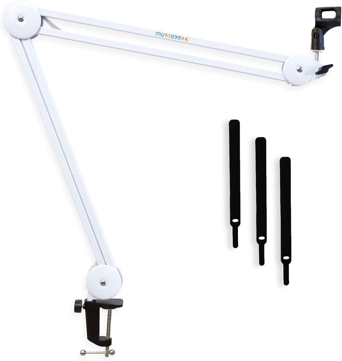 Microfoonarm Scharnierstatief - Tafelstatief Microfoon - Thuisstudio Opnames - 360 Graden Draaibaar - 100 cm Bereik - Wit
