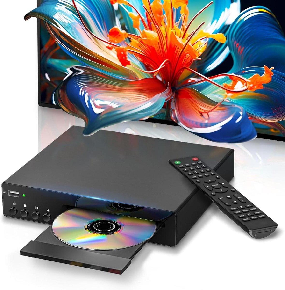 Regiovrije DVD-speler - Dvd-speler TV - Films Kijken - 1080P Upscaling - 22.3 x 19.3 x 3.71 cm - Zwart