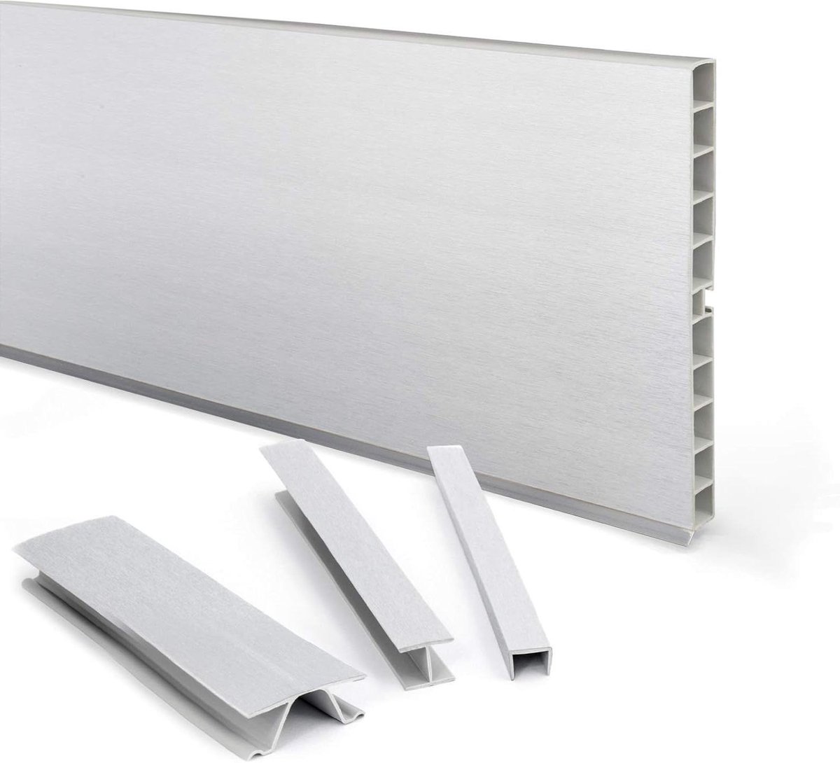 Keukensokkel Plint - Sokkelpaneel Plintafwerking - Keuken Afwerken - Vochtbestendig met Afdichtlip - 6 meter - Geborsteld Aluminium