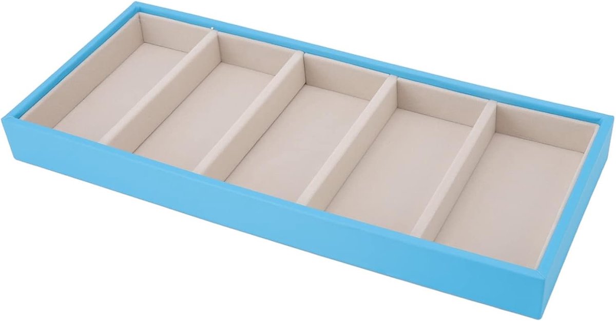 Glazen Doos Lade, Stapelbare Glazen Display Lade Sieraden Organizer Trays voor Bril en Horloge Houder Organizer Tray(Blauw)