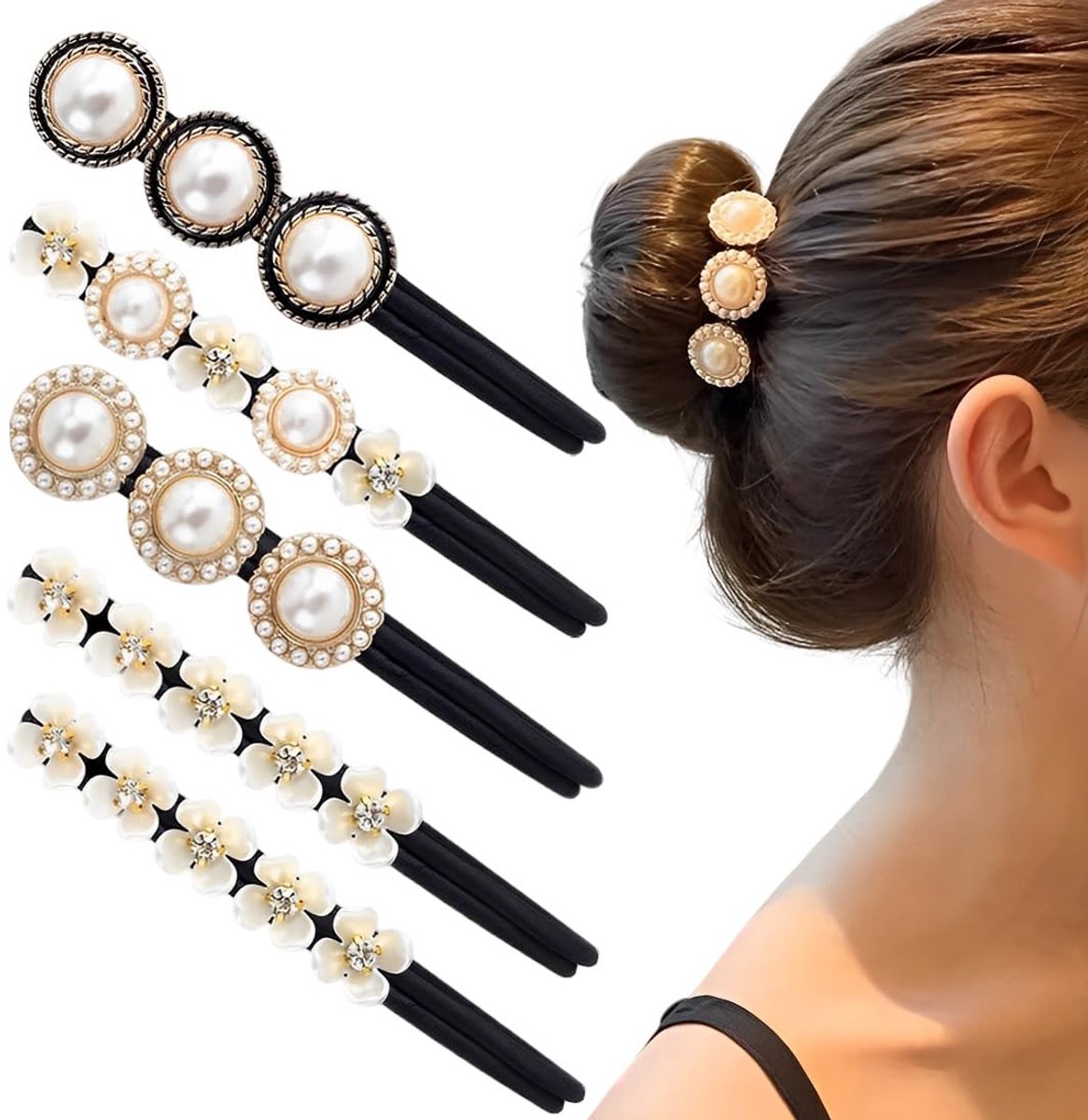 5 stuks haaraccessoires voor dames, kapselaccessoires, haarelastiekjes, haarknotenset, Magic Hair Bun Maker, accessoires voor vrouwen, meisjes, knot, lang haar