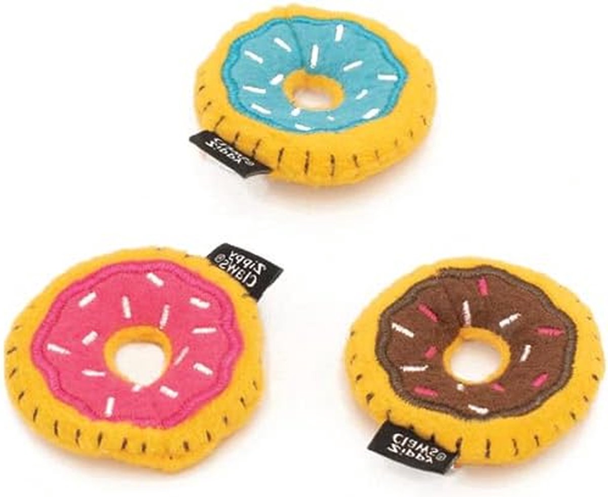 Hondenspeelgoed Donuts - Piepspeeltjes Hond - Spelen en Kauwen - Niet-giftige Materialen - 3 stuks - Meerkleurig