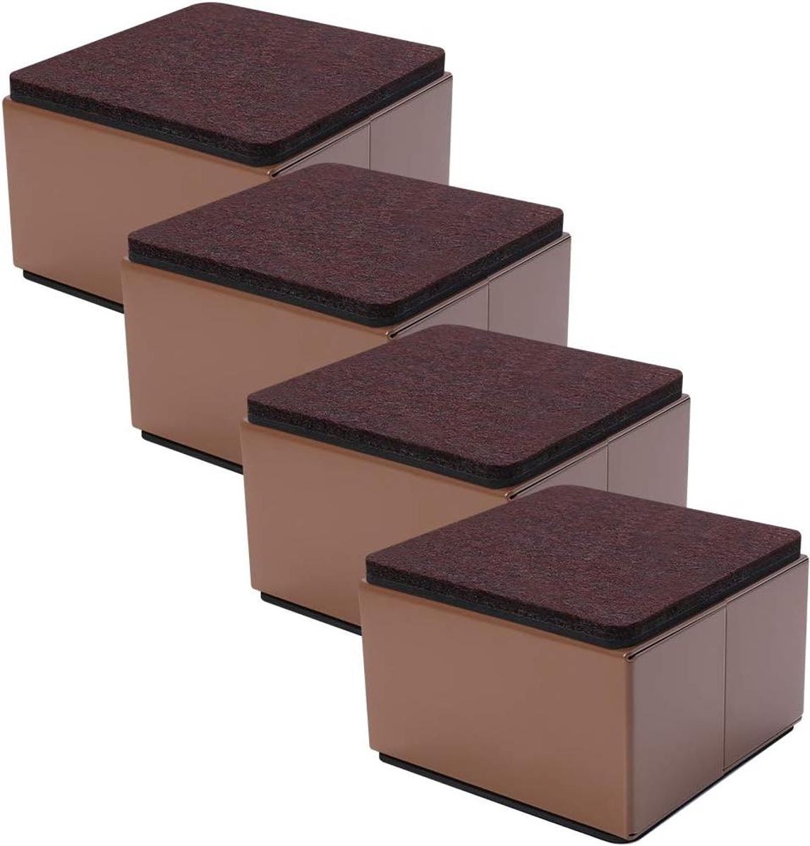 Meubelverhogers - Bedlifters - Extra Hoogte Creëren - Zelfklevend Koolstofstaal - 8x8x5 cm - Bruin