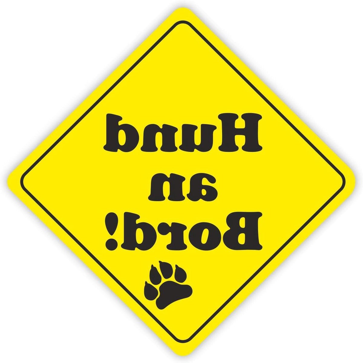 Honden Auto Sticker - Waarschuwingssticker Hond - Veiligheid Verkeer - Contourgesneden Design - 11 cm Hoog - Geel Zwart