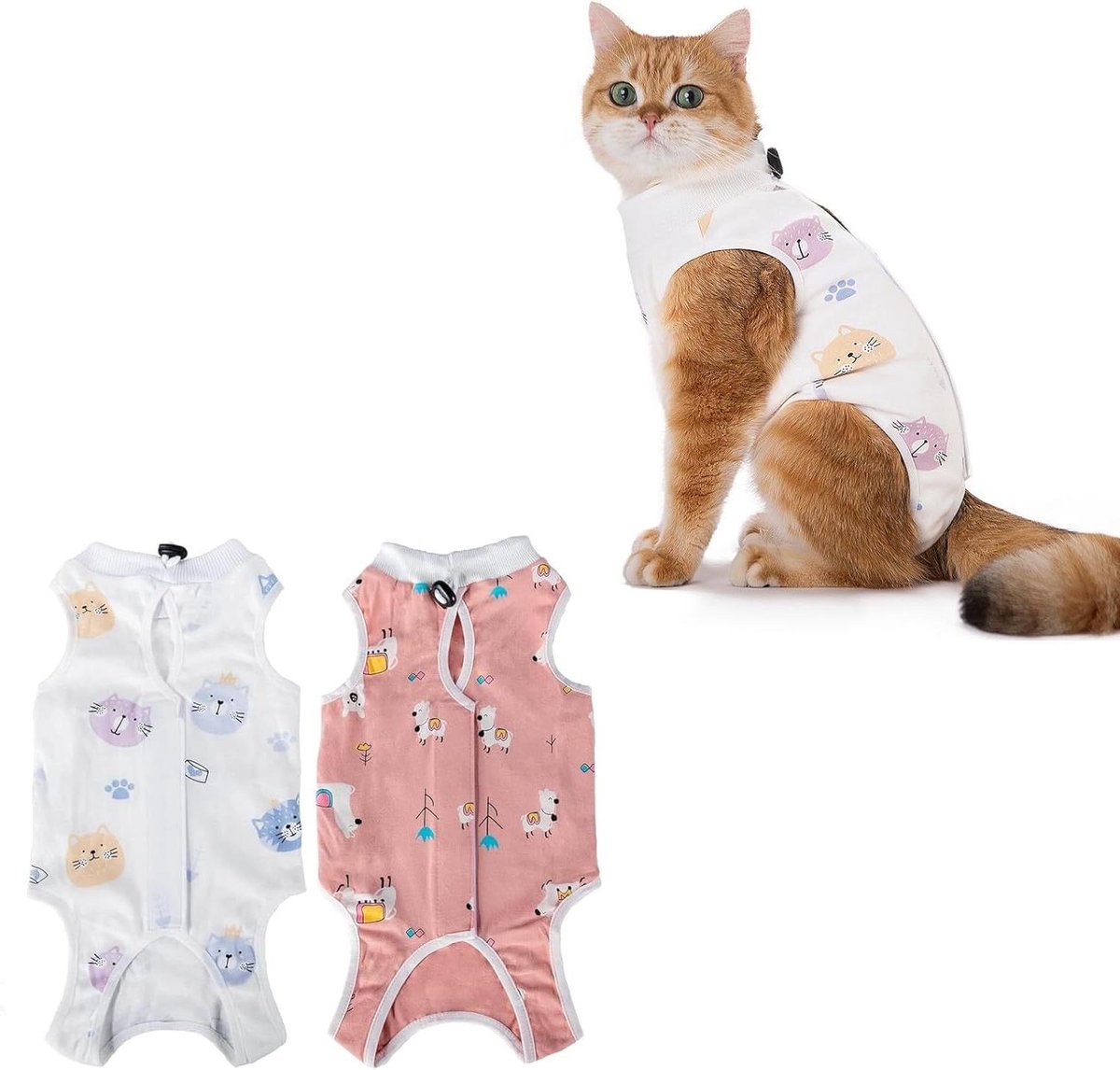 Herstelpak Kat - Postoperatief Vest - Wondbescherming Kat - Ademende Stof - Maat M (2-4 kg) - Blauw