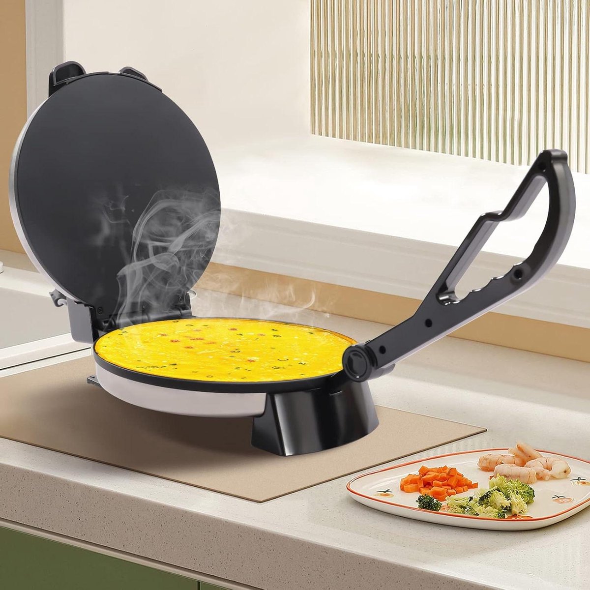 Elektrische Roti Maker - Chapati Apparaat Tortillapers - Thuis Broodjes Bakken - Dubbelzijdige Verwarming