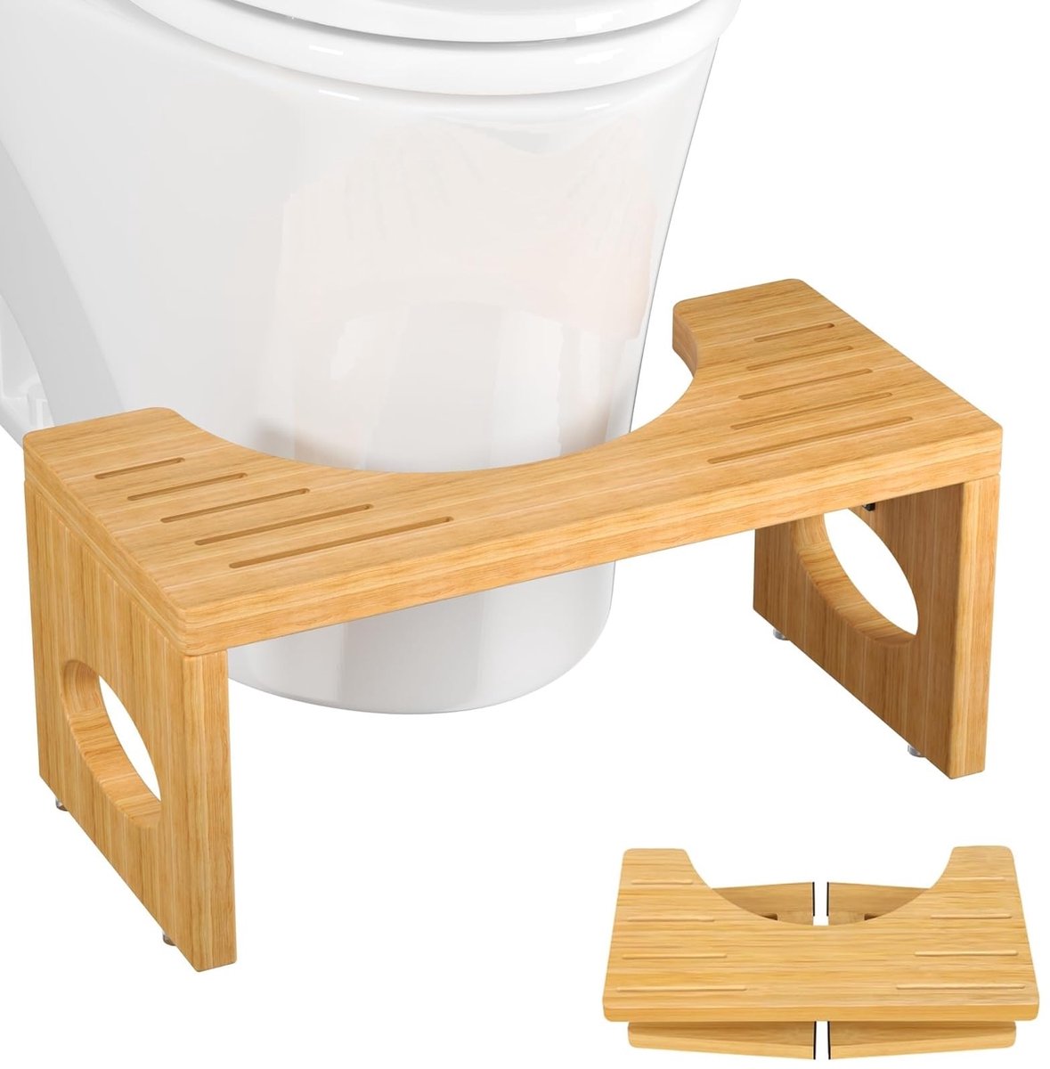 bamboe hurkpotje voor volwassen kinderen toiletkruk potje antislip poepkruk voor badkamer kraken staphulp stapkrukken draagbaar en ruimtebesparend