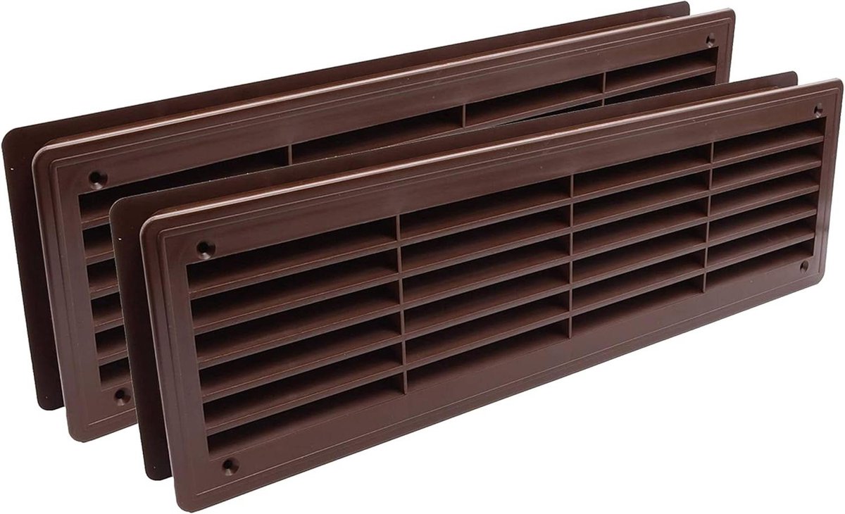 Deurventilatierooster - Ventilatierooster deur - Luchtcirculatie verbeteren - Eenvoudige installatie - 440 x 120 mm - Bruin
