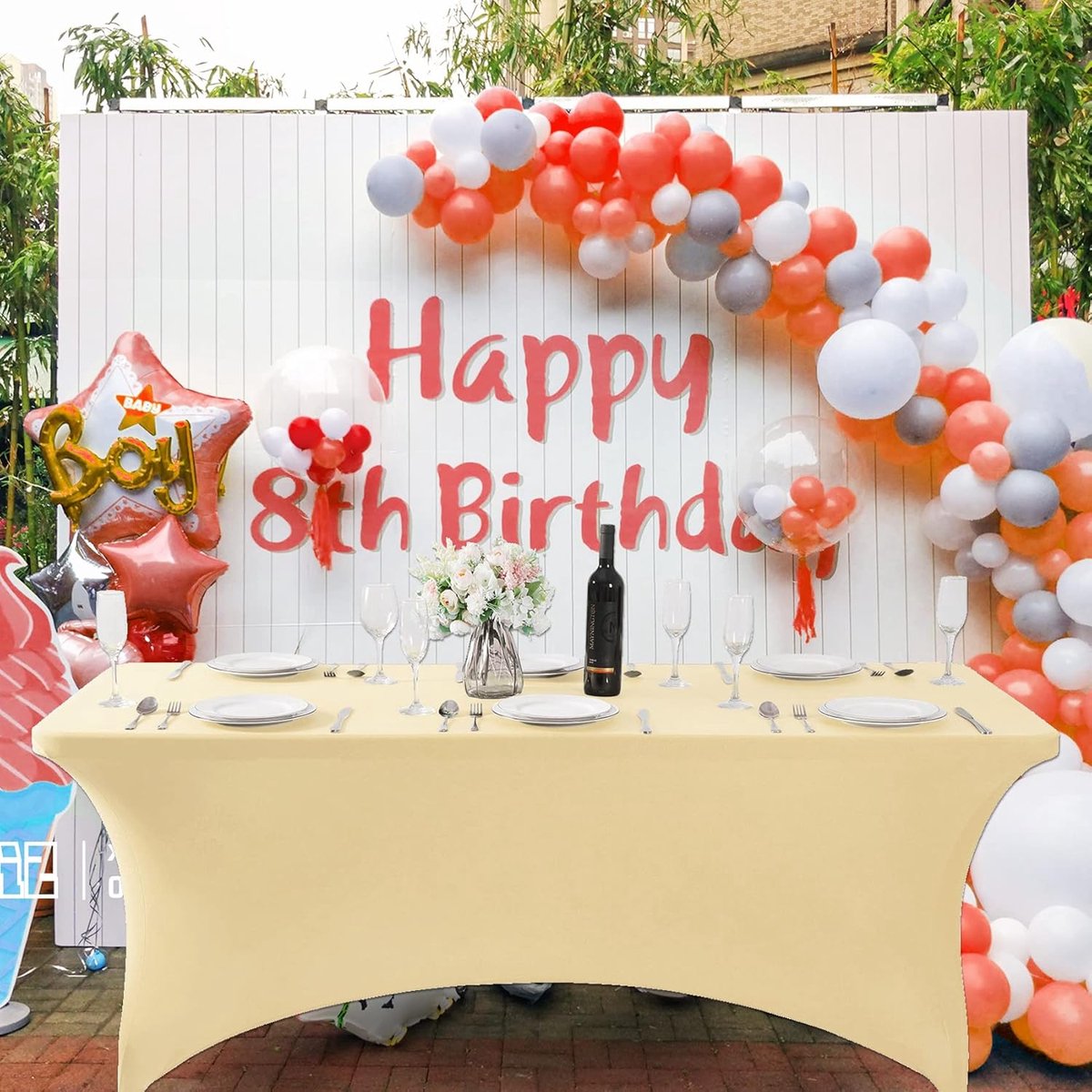 Tafelhoezen Set - Elastische hoezen - Feestelijke decoratie - Waterproof en kreukvrij - 100 cm - Champagne