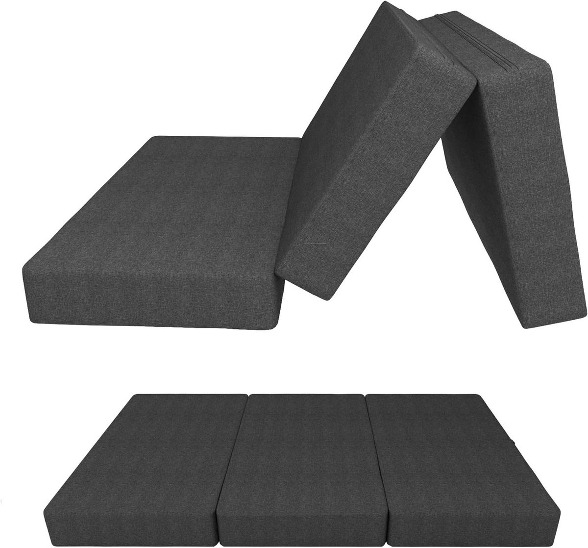 Vouwmatras - Gastenbed Logeerbed - Kamperen en Reizen - OEKO-TEX Gecertificeerd - 140 x 195 x 15 cm - Antraciet
