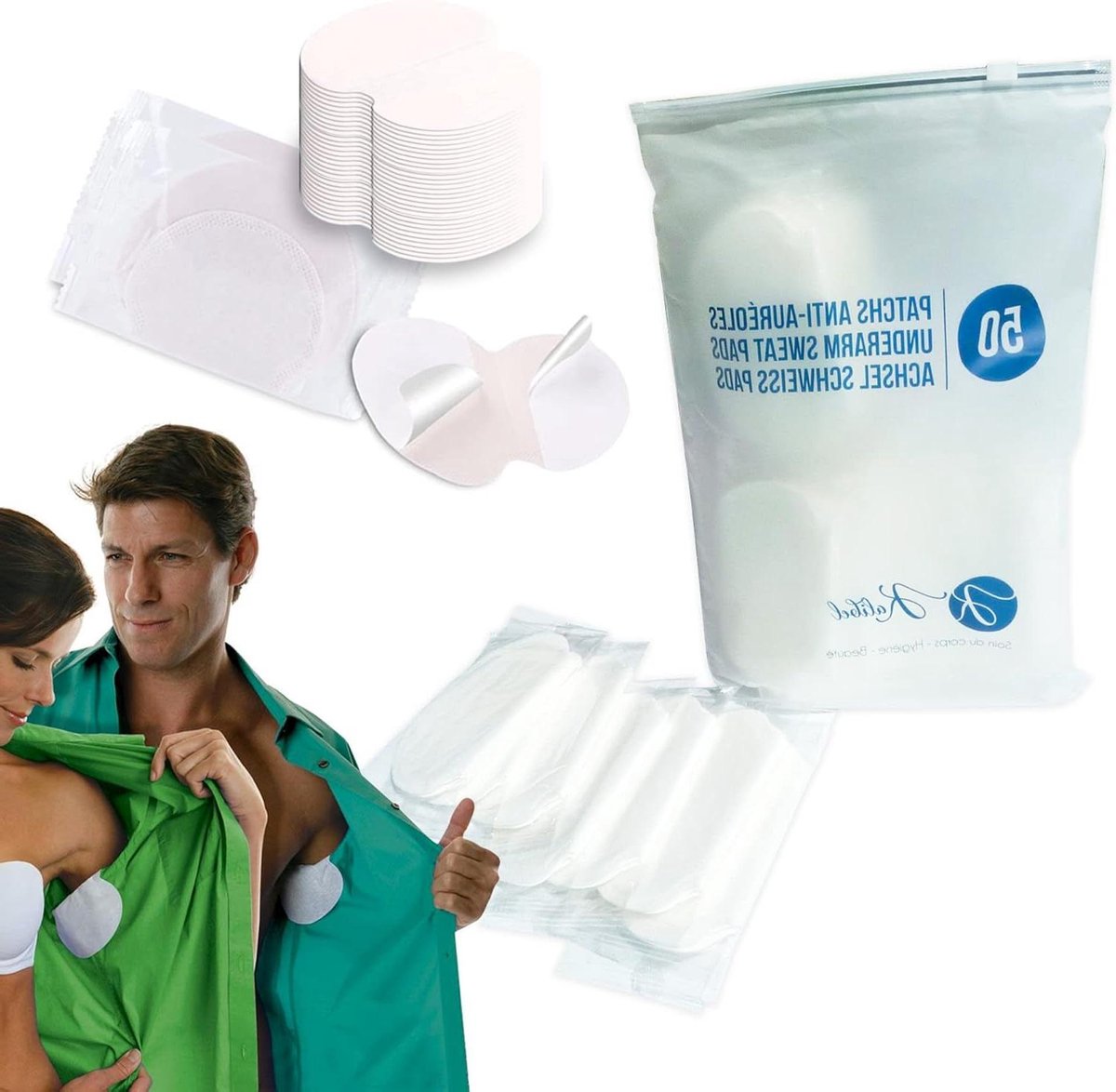 Oksel Pads - Zweet Pads - Kleding Beschermen - Onzichtbaar en Comfortabel - 50 Stuks - Wit