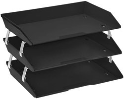 Acrimet Letter Tray Facility 3 tier Brievenbak Zijbelasting Papiersorteerder Kunststof Bureaublad Bestands Organisator (Zwart Kleur)
