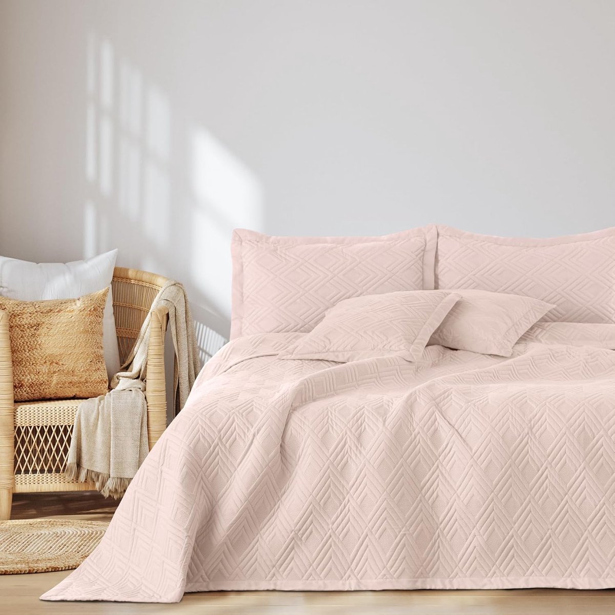Sprei 170x210 cm Bedsprei dubbelzijdig Ultrasoon stiksel Polyester Ophelia Poederroze