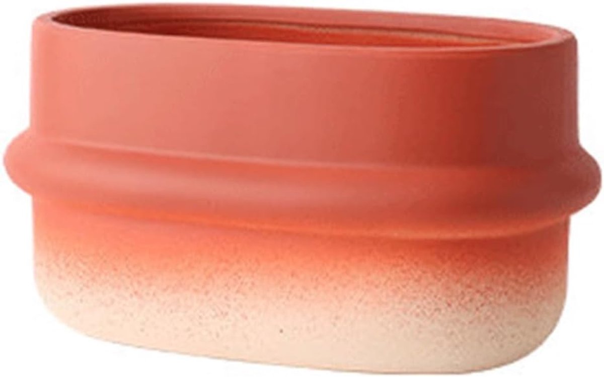 Tuinpotten Een minimalistische keramische plantenpot, ideaal for op kantoor, met een hoedvormig ontwerp en afvoergaten(Red,Klein)