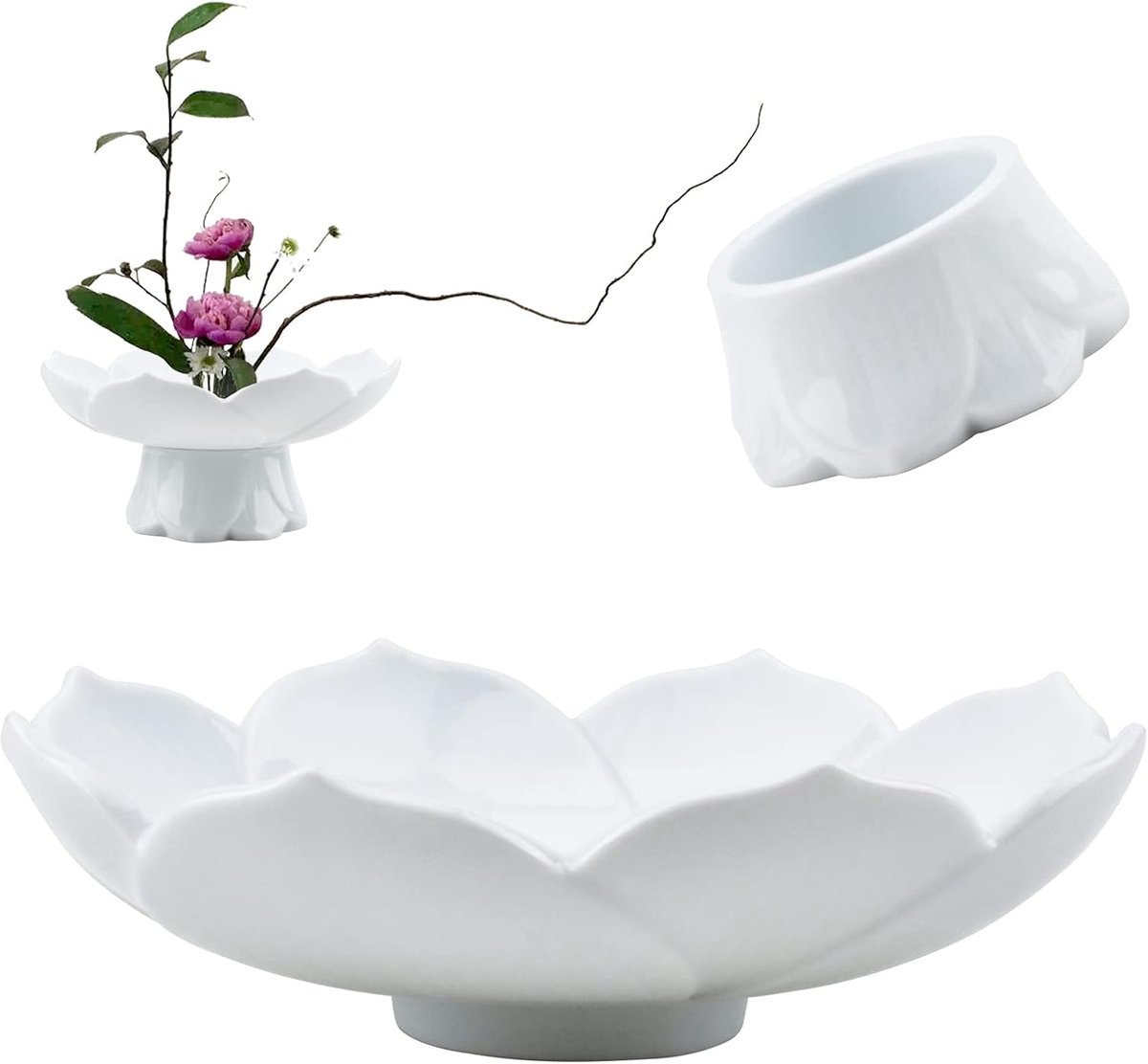 benodigdheden, witte jade kleur lotus bloemenvaas keramische bloempot voor Ikebana bloemen kunst fruitschotel woondecoratie