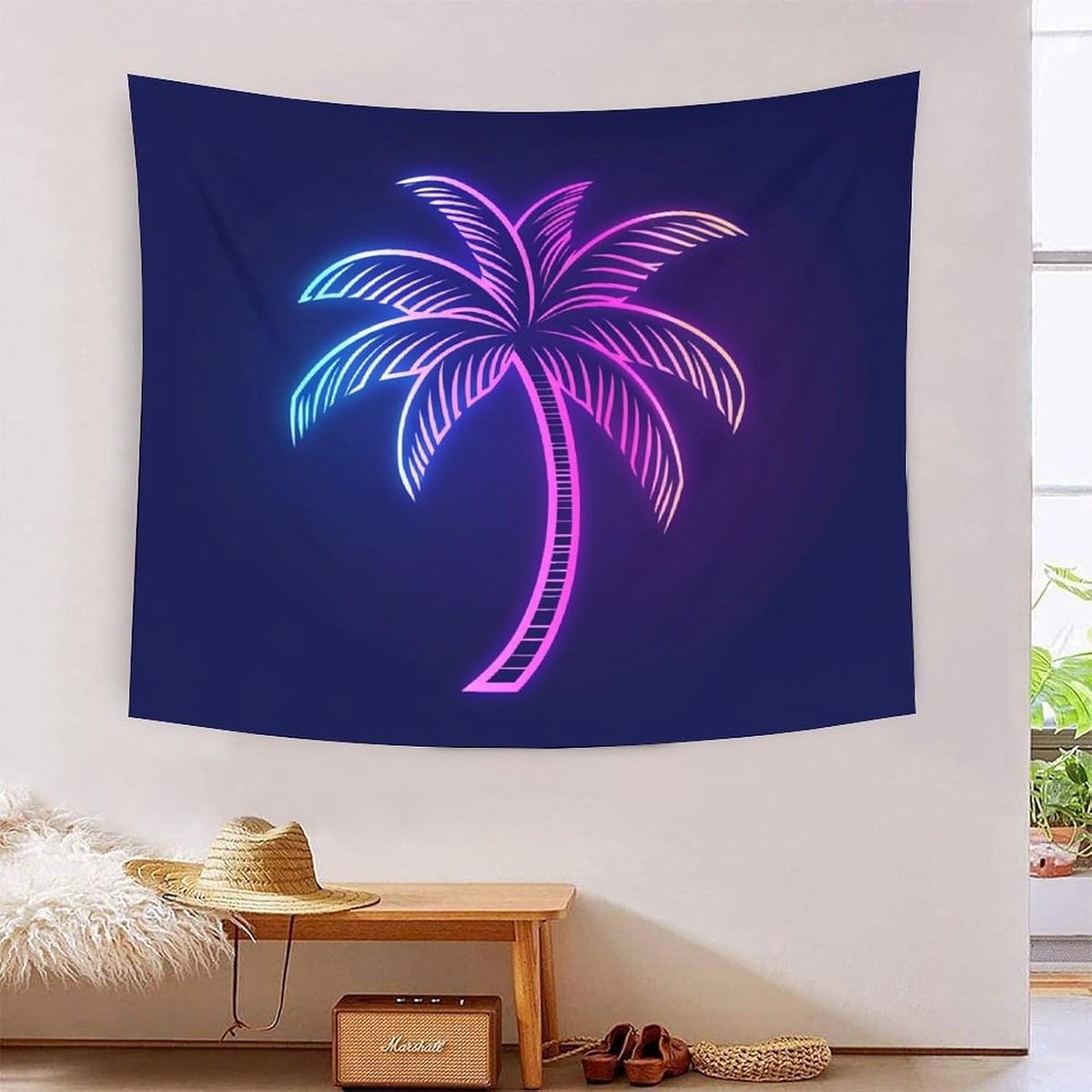 3D Gloeiende Kokosboom Print Muurdeken Woondecoratie Beddengoed Poster Wandkunst Tapestry Wandtapijt Wandtapijt Wandkleed Muur Opknoping Zacht Polyester voor Kinderen Jongens Meisjes