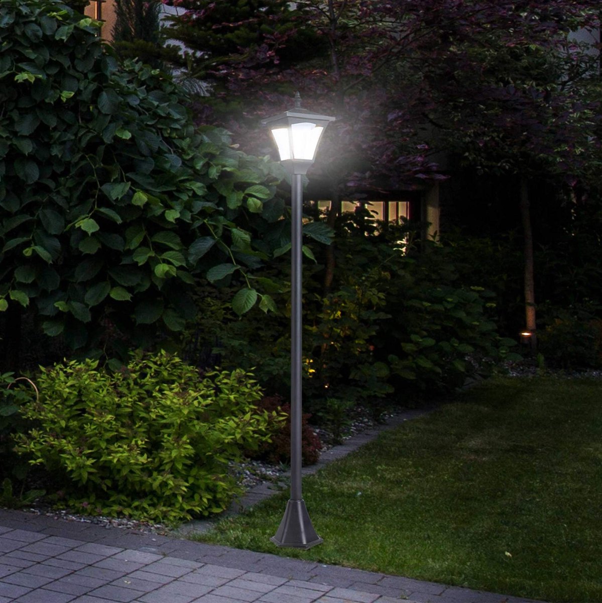 STILVORA Padverlichting – Solar Lantaarn Met Automatische Lichtsensor – 15 x 15 x 120 cm – Kunststof – Zwart – Voor Tuin En Pad – IP44