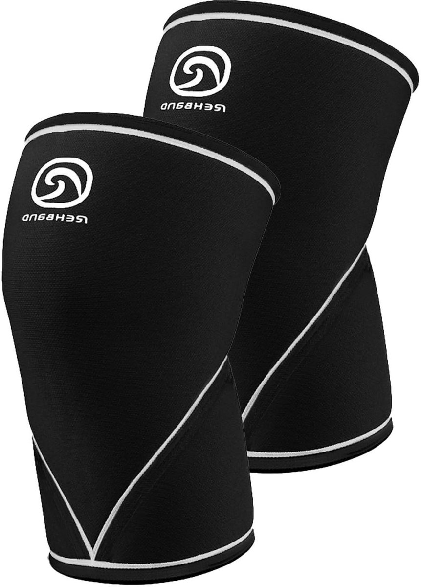 Kniebandage Krachttraining - Kniebeschermers Bandage - Gewichtheffen Fitness - 7mm SBR Neopreen - 26 x 20 x 4 cm - Zwart