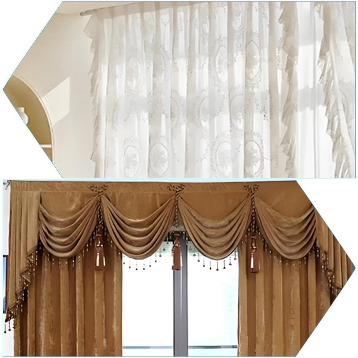 Gordijnband, 10 cm x 10 m, haken voor gordijnroede, transparant naaiband voor stangen, plooiband met potloodplooien